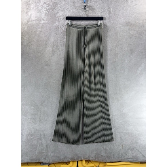 John Elliott Pants - JOHN ELLIOTT‎ Ginza Ribbed Pants Womens Size 0 Green Wide Leg Pull On Casual